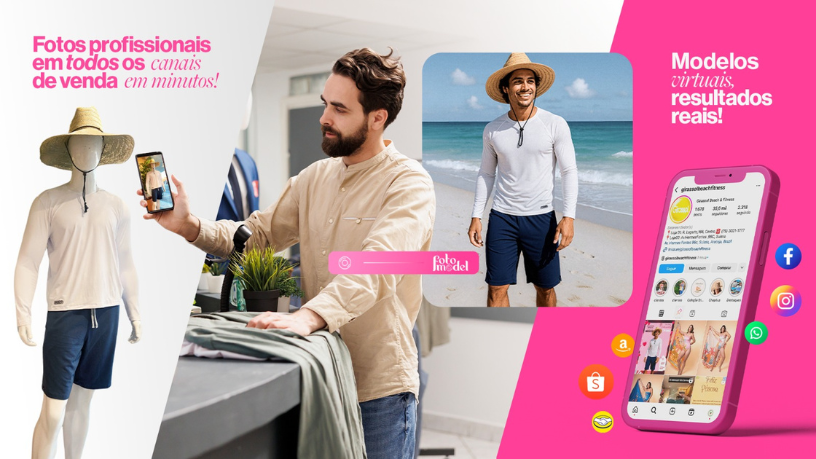 Mostre a força da mulher na sua marca com imagens realistas criadas pelo FotoModel.


